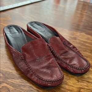 Sesto meducci Red Moccasin Slip-On Shoes with Visible Stitching